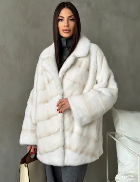 Полушубок норковый в цвете паломино - фото 9