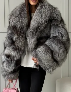 Полушубок из натурального меха чернобурки - фото 5