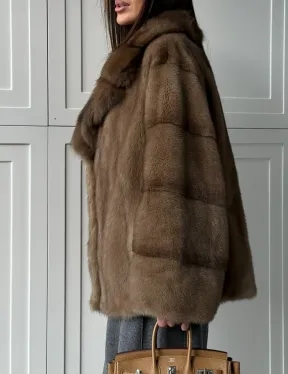 Куртка из меха норки - воротник куница - фото 5