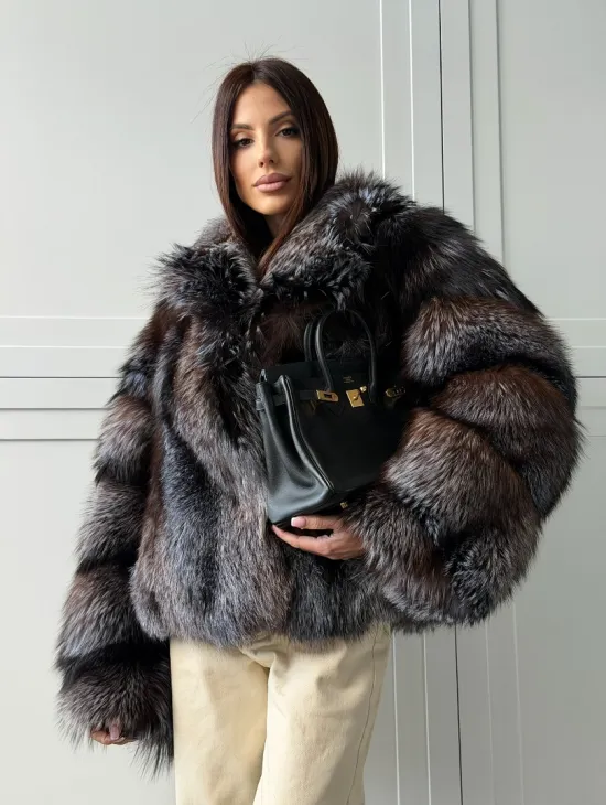 Шуба из меха блюфрост - воротник английский - фото 11
