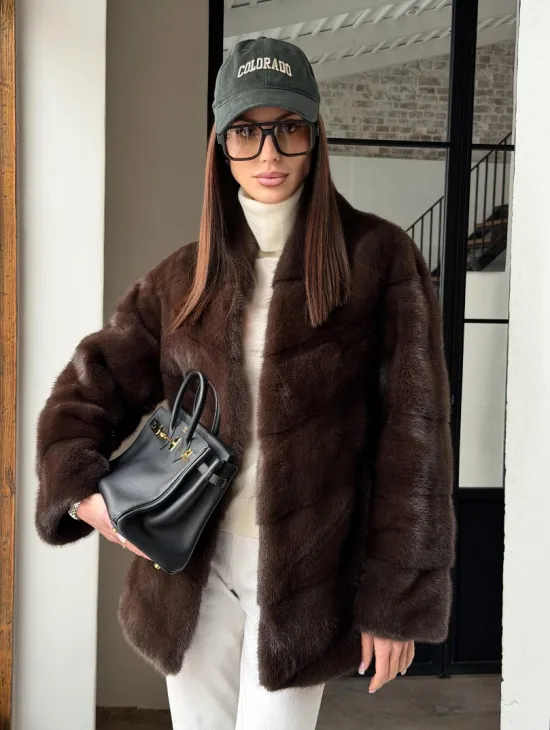 Женский норковый полушубок - фото 16