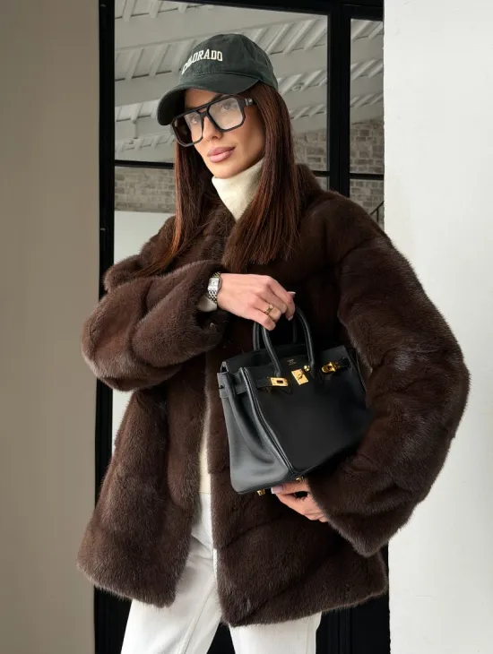 Женский норковый полушубок - фото 13