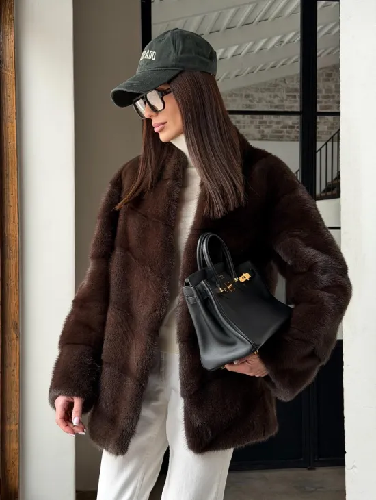 Женский норковый полушубок - фото 14