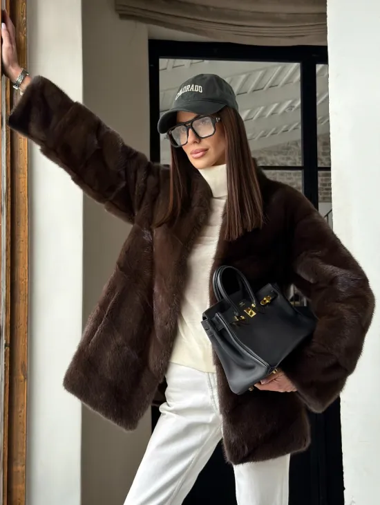 Женский норковый полушубок - фото 21