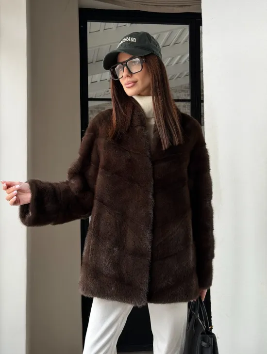 Женский норковый полушубок - фото 20