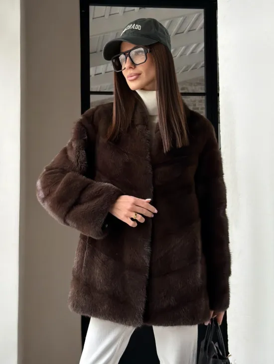 Женский норковый полушубок - фото 15
