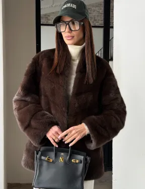 Женский норковый полушубок - фото 0