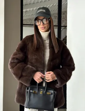 Женский норковый полушубок - фото 19