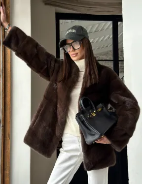 Женский норковый полушубок - фото 21