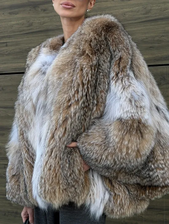 Шуба - летучка из меха рыси - фото 5