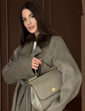 Пальто с воротником из соболя - фото 8