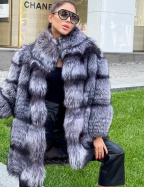 Шуба из меха чернобурой лисы - фото 0