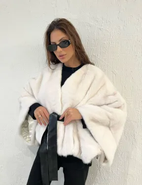 Белое болеро (жакет) из меха норки - фото 0