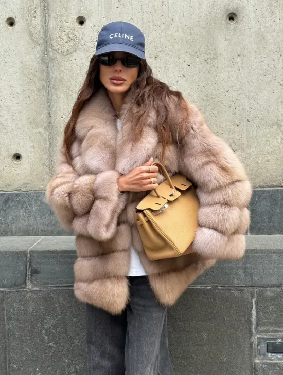 Шуба из меха куницы - цвет Tortora - фото 10