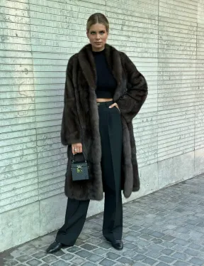 Классическое пальто из меха соболя седина 1/2 - фото 1