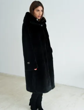 Норка BLACKGLAMA пластины с капюшоном - фото 3