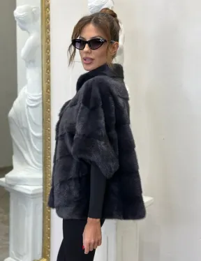 Пуховик /жилет норковый 2в1 - графит - фото 5