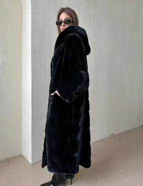 Шуба из аукционной норки VELVET, паркет с капюшоном - фото 3