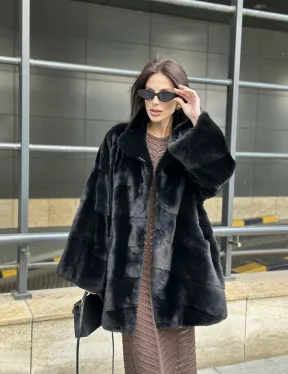 Норка BLACKGLAMA стойка воротник паркет - фото 6