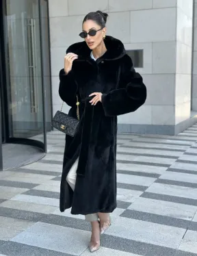 Шуба норка BLACKGLAMA с капюшоном - фото 4