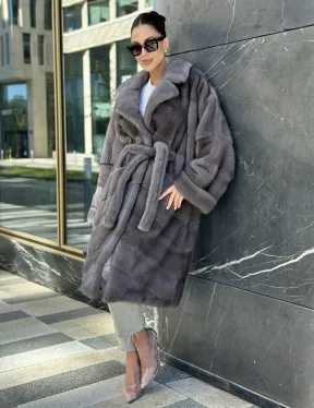 Норковая шуба в цвете сапфир - фото 5